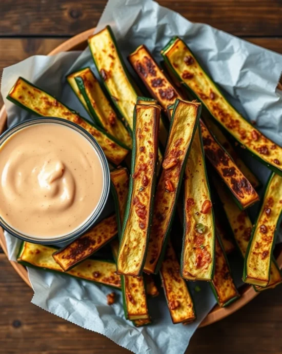 Easy appetizer recipe for crispy baked zucchini fries