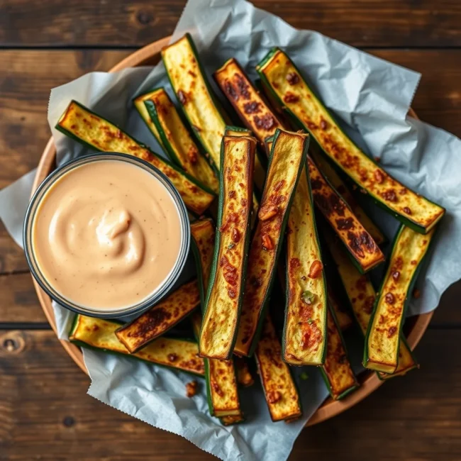 Easy appetizer recipe for crispy baked zucchini fries