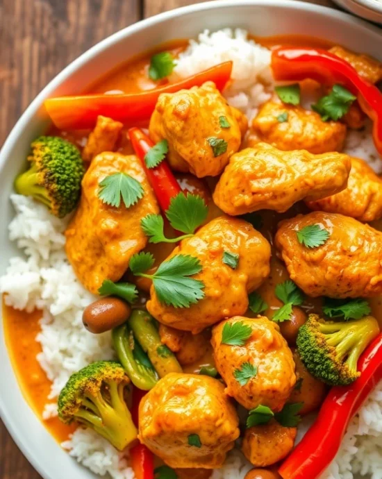 Chicken coconut curry with rice