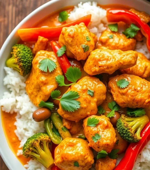 Chicken coconut curry with rice