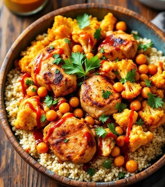 Harissa Chicken and Roasted Veggie Bowl