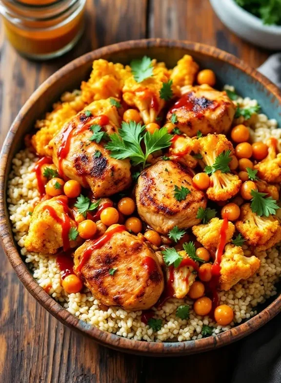 Harissa Chicken and Roasted Veggie Bowl