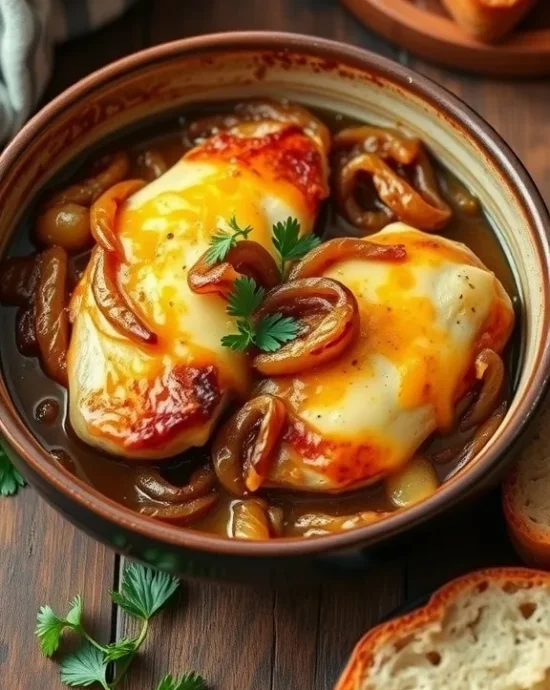 Slow Cooker French Onion Chicken Crockpot easy comfort food recipes