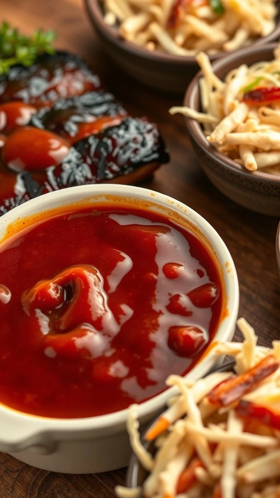 A bowl of Kansas City style sauce ready to enhance grilled meats.