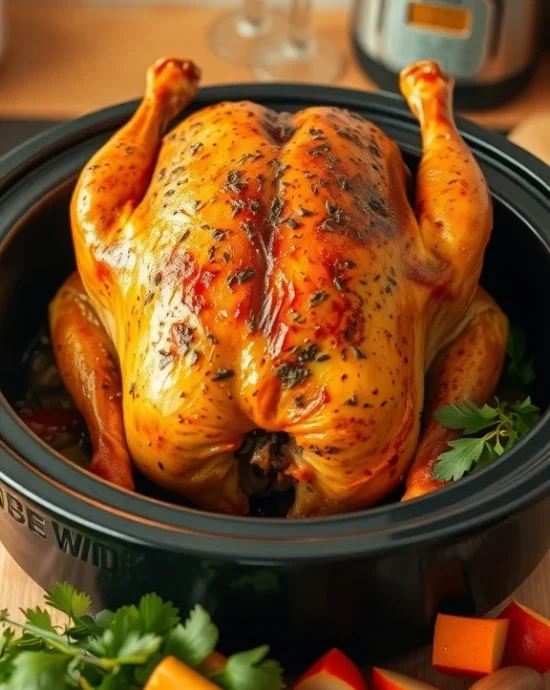 Slow cooker whole chicken