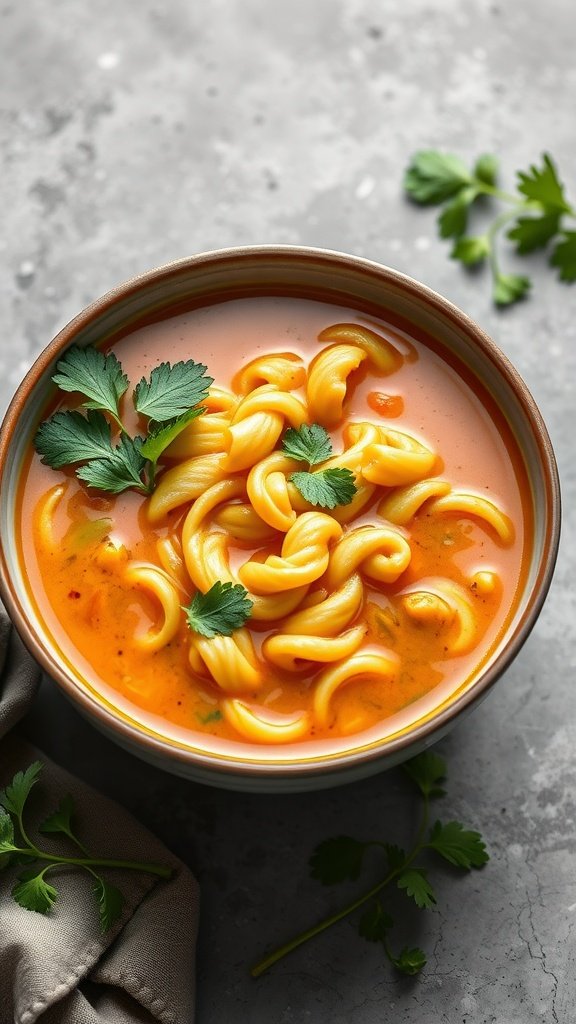 A bowl of Curried Soup with Coconut Milk garnished with cilantro.